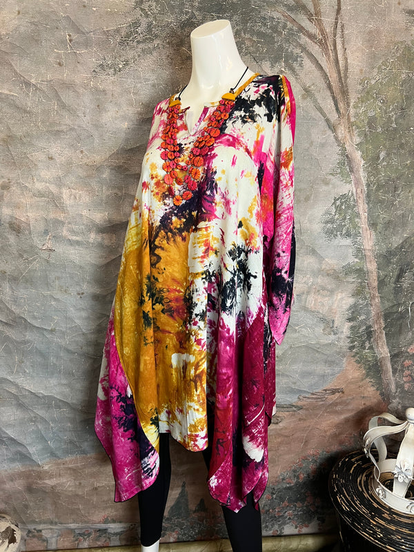 7063V Block Dyed Justly Top-PINK MIX