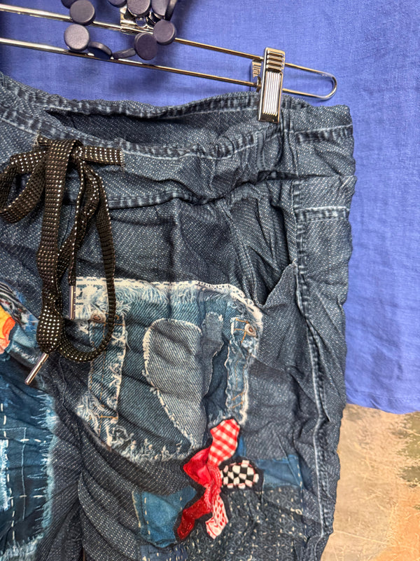 0A910 Pull On Stretch Pants-Denim/Doodle