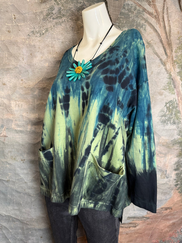 DD1807 Thea L/Slv Top-Teal