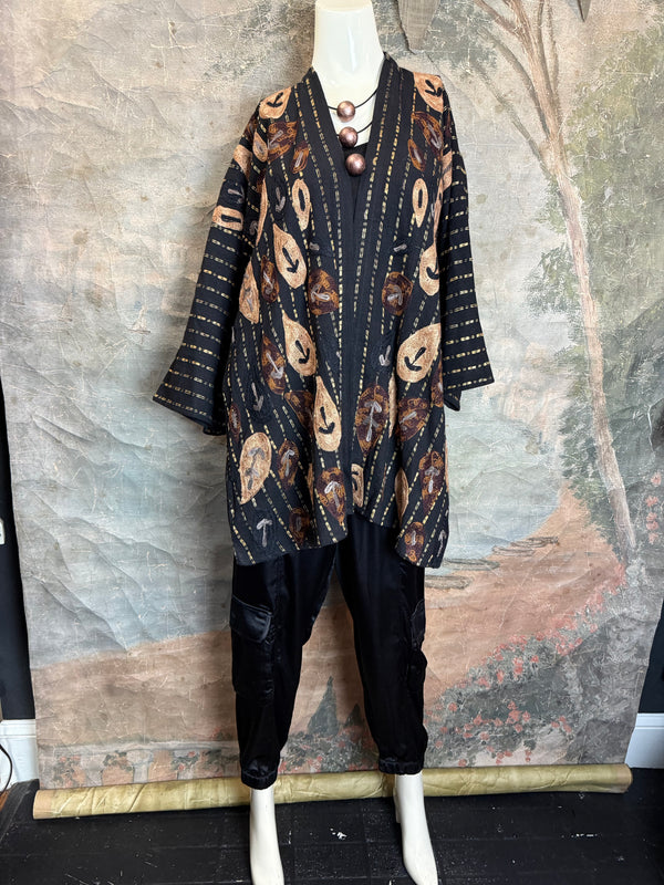 ANU 19828 Embroidered Duster JKT-Fudge