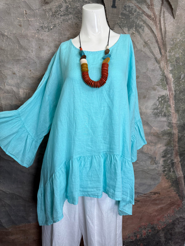 MP-HLT651 Baby Doll Top-Aqua