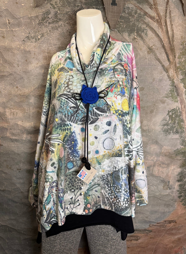 T1056 Cowlneck Pullover-Blooming