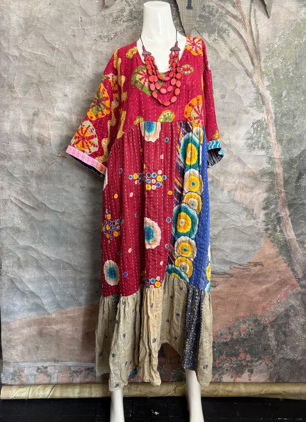 1027w Kantha Arts Tiered Dress-Mix 10