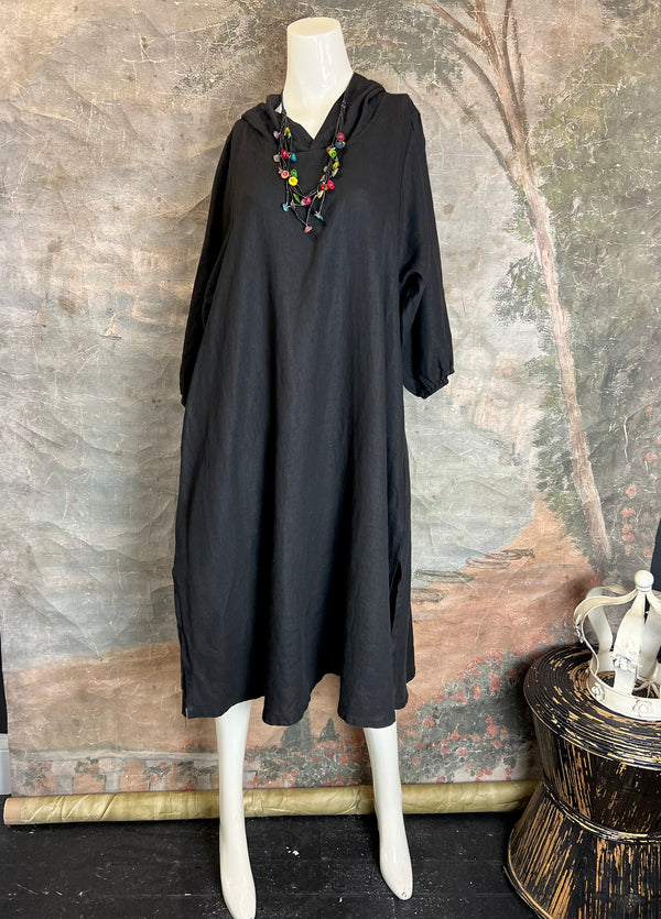 HLD946 Hooded Dress-Black