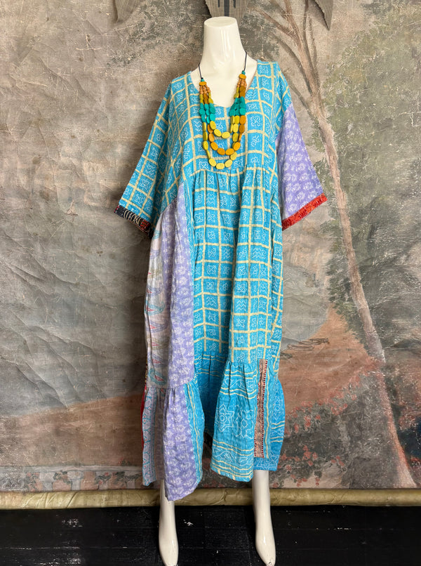 1027w Kantha Arts Tiered Dress-Mix 1