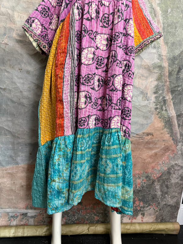 1027w Kantha Arts Tiered Dress-Mix 11