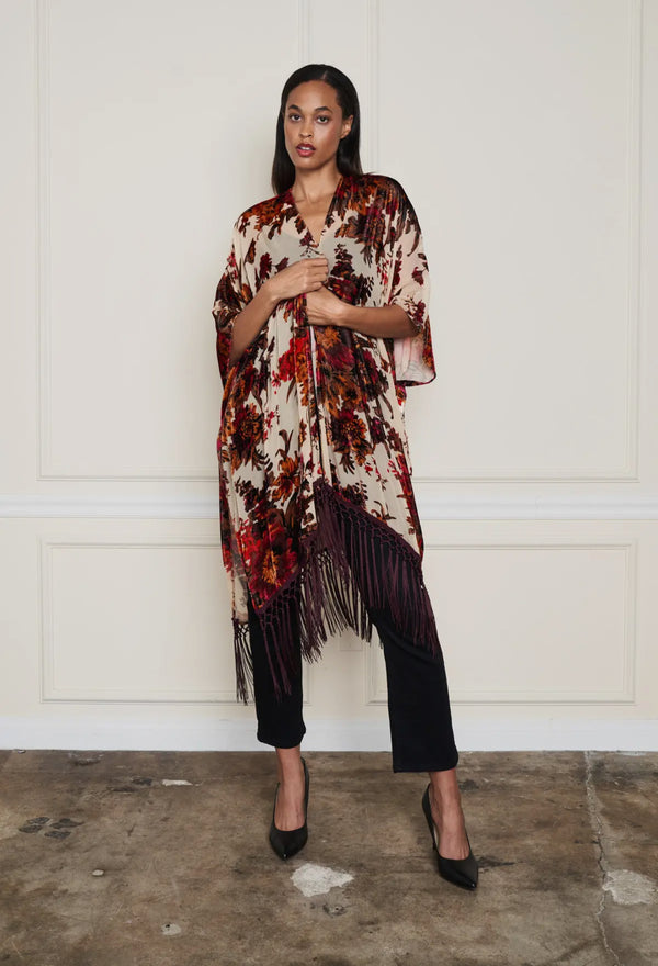 5824 Burnt Velvet Floral Kimono
