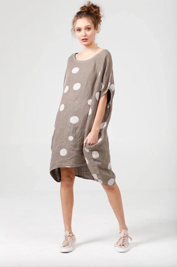 5202 Rosabella Polka Dot Top/Dress-Mocha