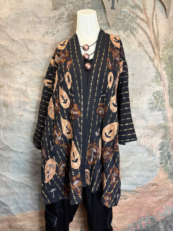 ANU 19828 Embroidered Duster JKT-Fudge