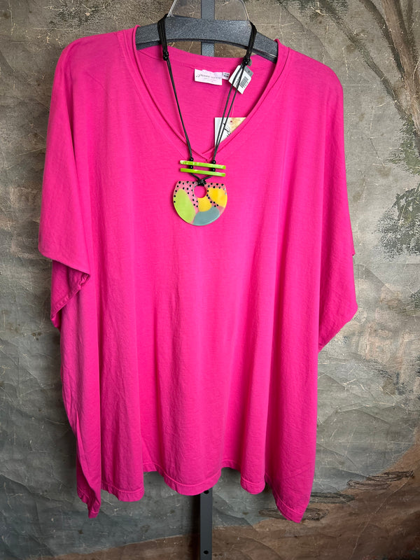 8715 Solid V-Elbow Tunic Tshirt-Zinnia