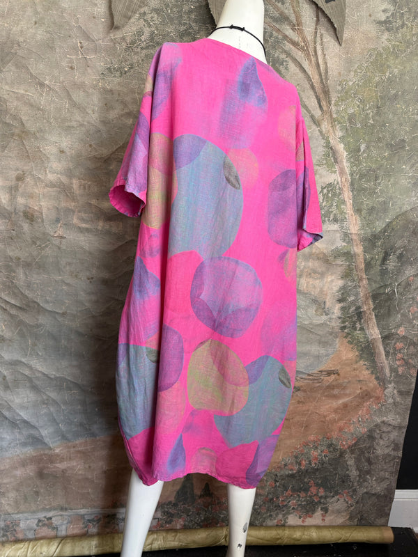 90847C Painterly Bubbles Dress-Fuchsia