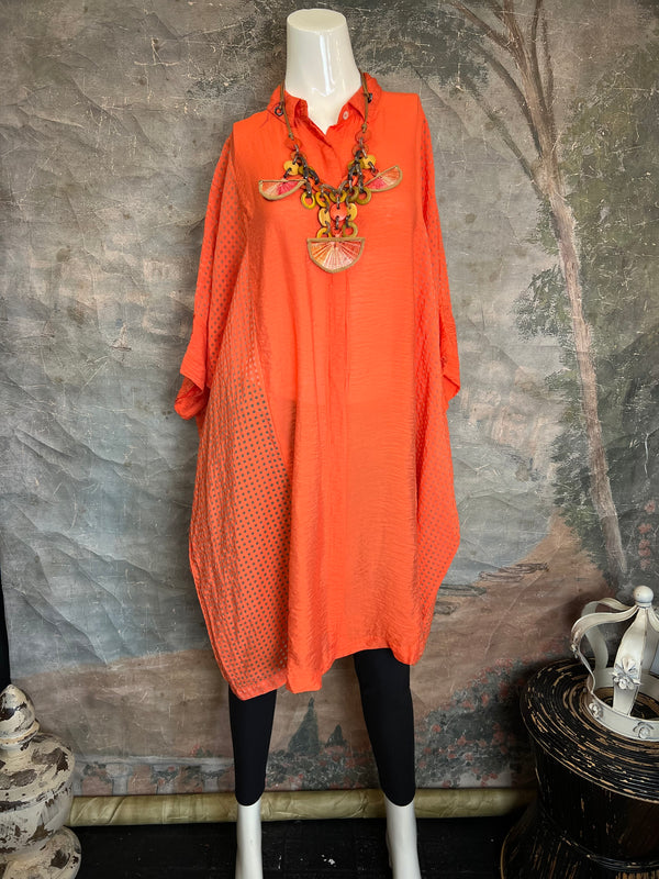 6513 O'Size Kimono Tunic/Dress-Tabasco
