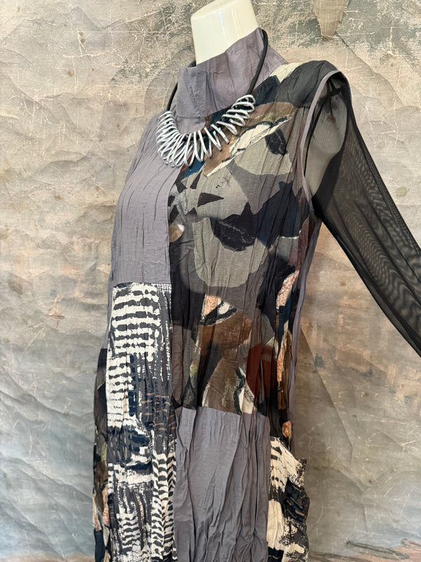 25532 Crushed Mockneck Dress-SLATE