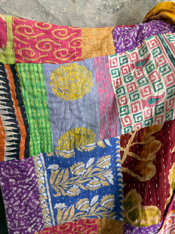 1012w Kantha Poncho Hoodie Dress-3