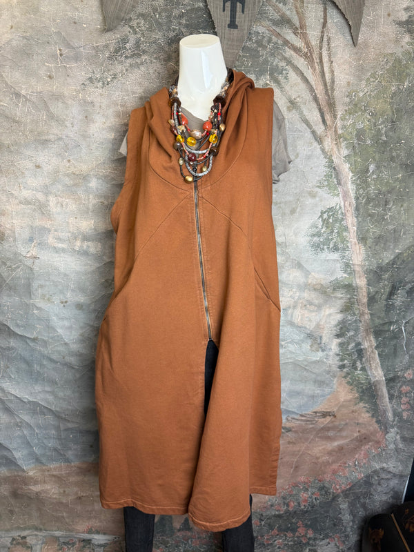 2626AU Zip Hoodie Vest-Ginger