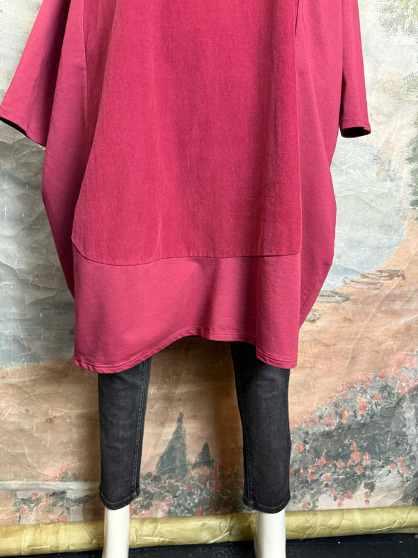 6512AU Cowlneck Bubble Dress-Wine