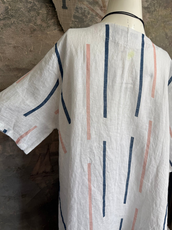 91307S Ruffle Stripe Tunic-White