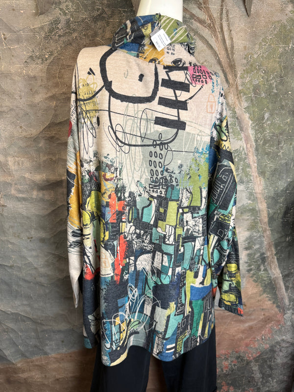 T1097 Cowlneck Dolman Slv Top-vivid dreams