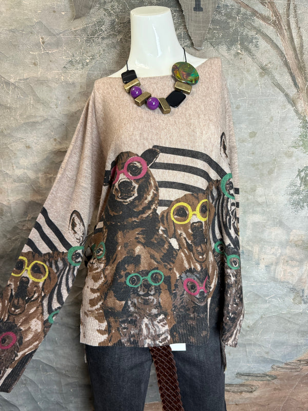 25704 Icon Print Sweater