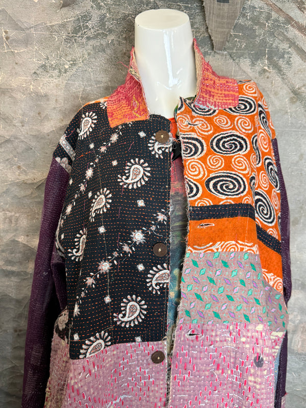 JG-183 Kantha Sunrise Coat-MIX 5
