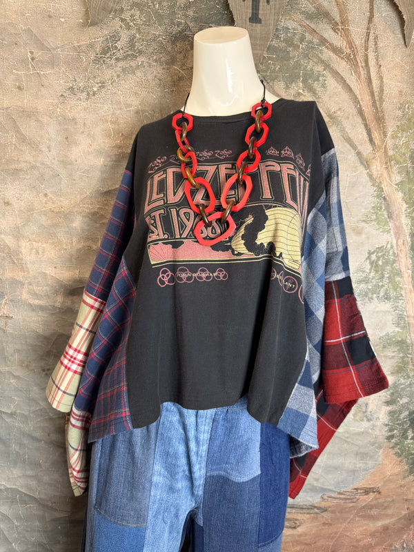 5576 Flannel Band Tee Topper-A