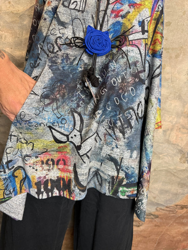 T134T Cowlneck Poncho Top-Coco