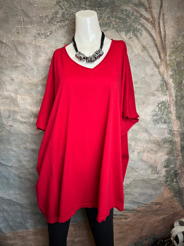 8715 Solid V-Elbow Tunic Tshirt-Amaryllis