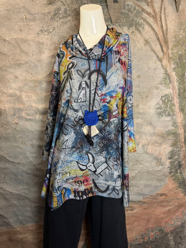 T134T Cowlneck Poncho Top-Coco