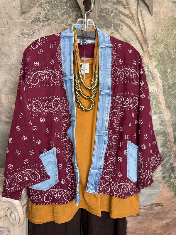 5755 Bandana Short Kimono-Wine