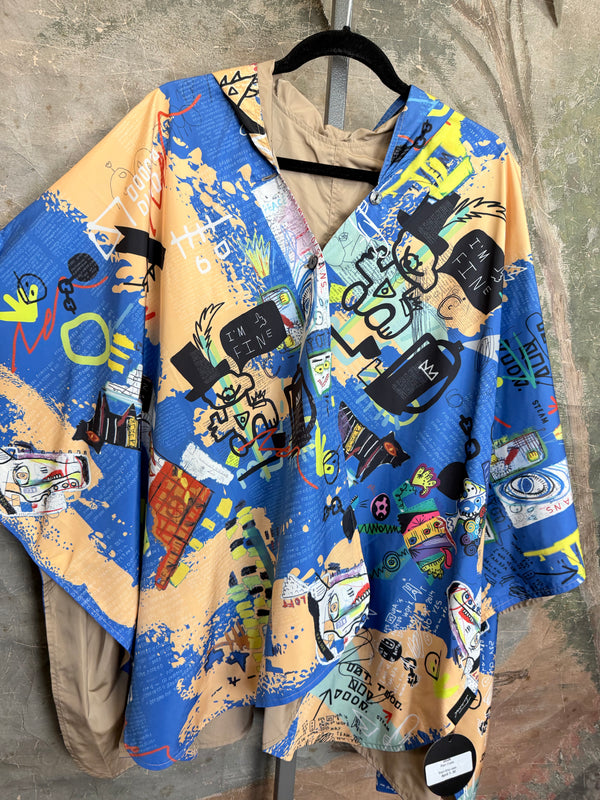 Inoah's Artful 2 Look Raincape-Curious Bots