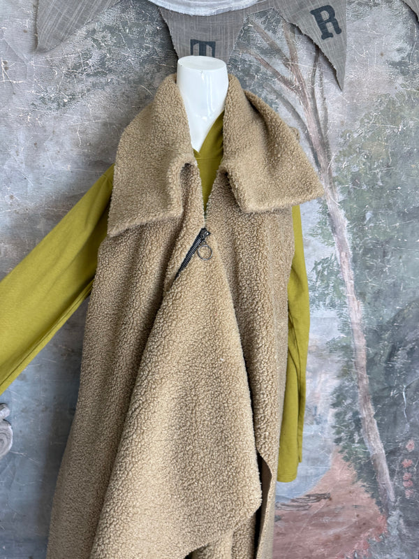 92185-62 FW Faux Shearling Vest-Camel