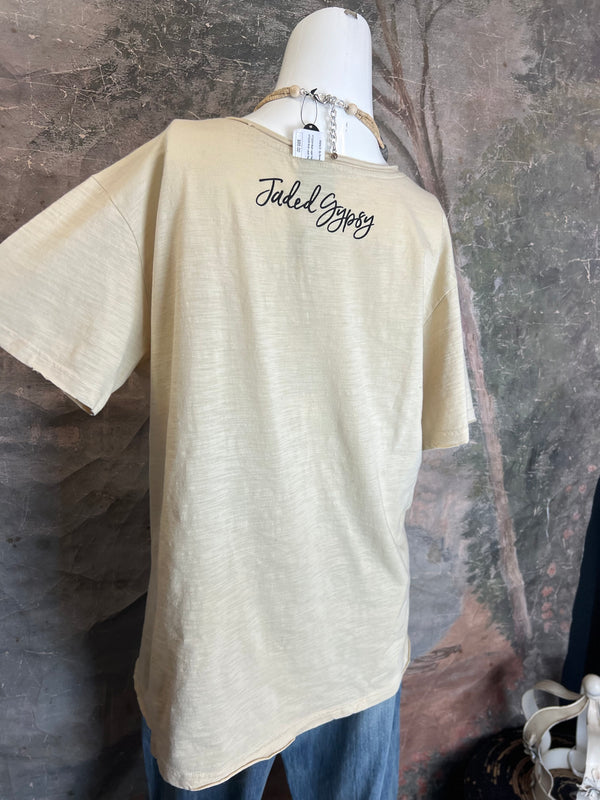JG- Moon Dance V-Neck Tee-Oats