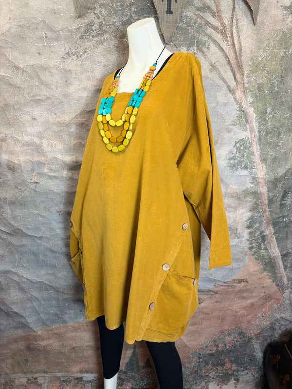 91983 Corduroy Pocket Tunic-Mustard