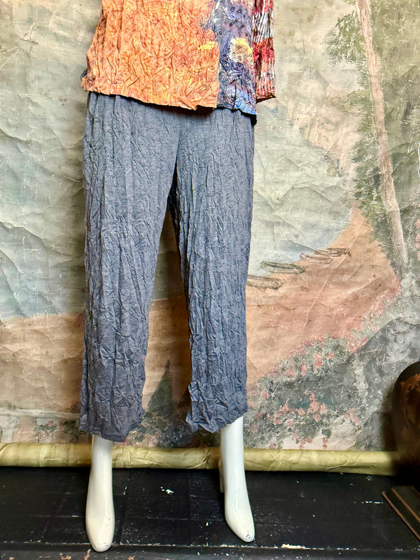 24624 Crinkle Solid Pants-Grey