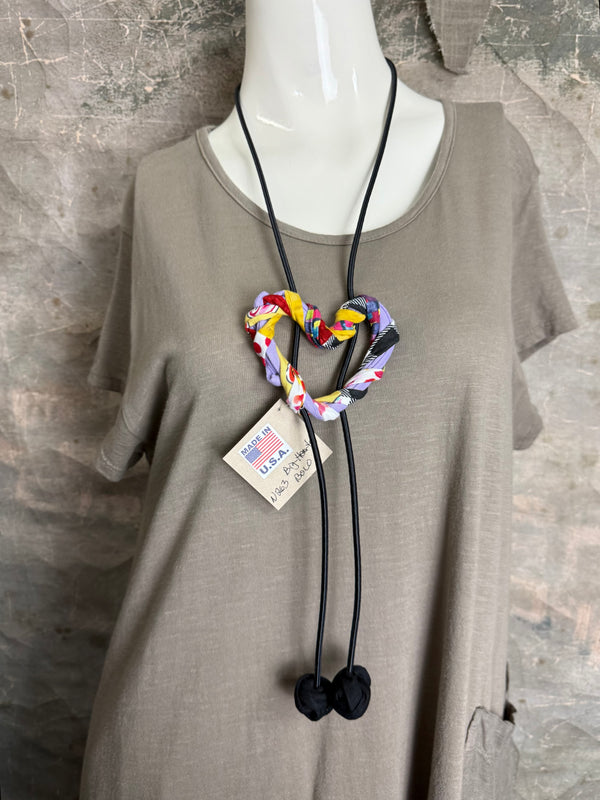 26N263 Big Heart Bolo Necklace-Purples Mix