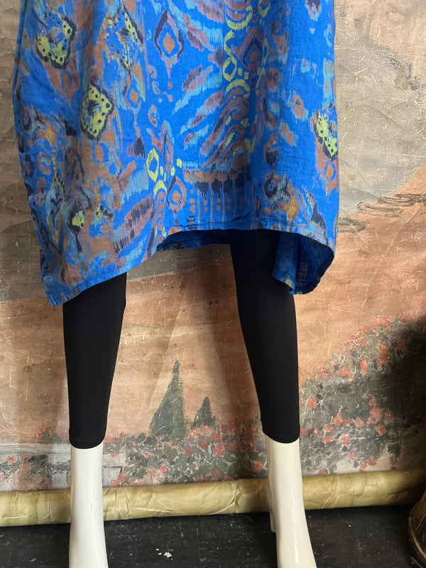 90847 Paint Splotch Print Dress-Blue