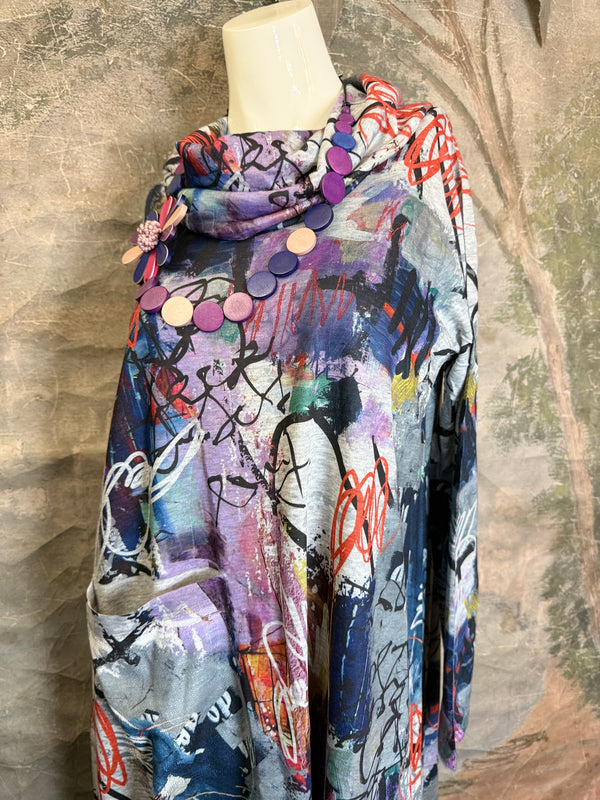 D543F Cowl Neck ASYM Dress-Grape Jam