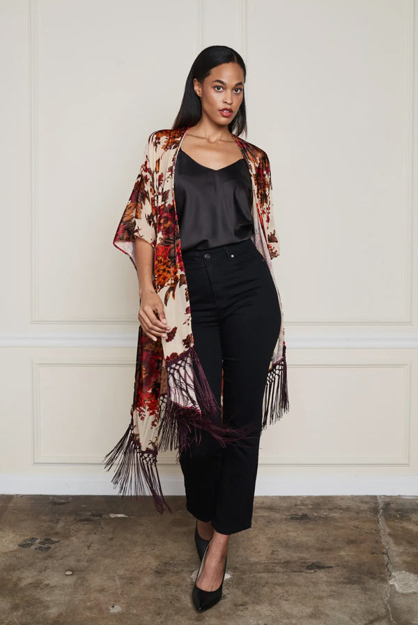 5824 Burnt Velvet Floral Kimono