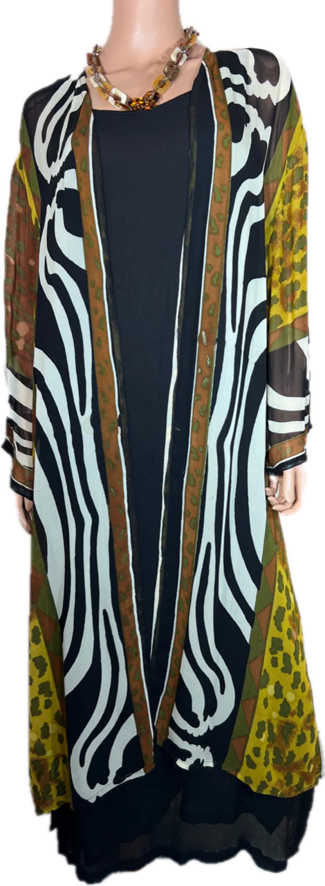 5525 Jungle/Zebra Long Kimono Duster
