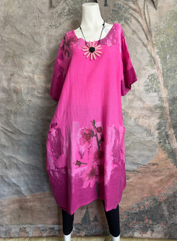 90847B Painters Garden Dress-Fuchsia