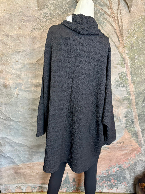 T1076 Waffle Knit Pullover-Black