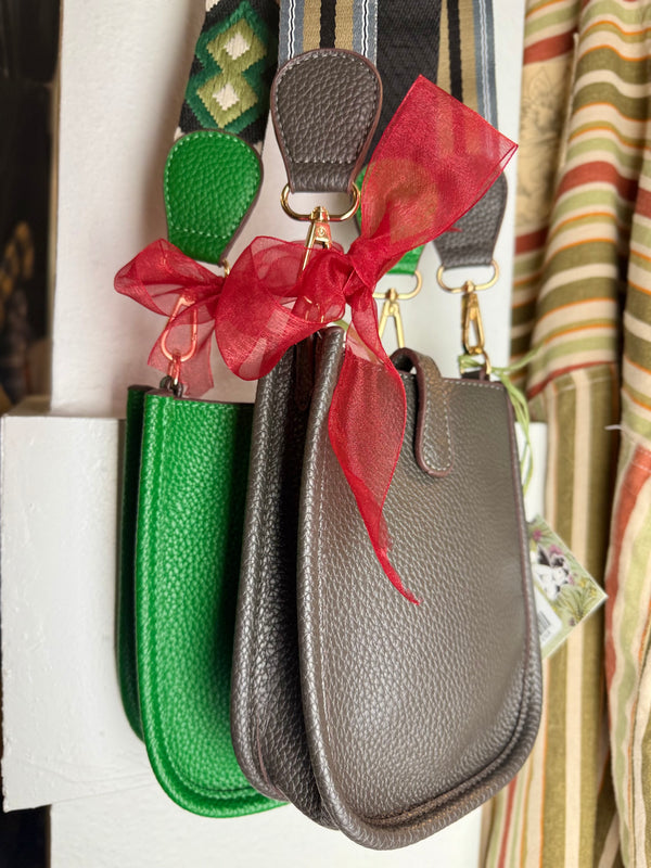 0003A Pebbled Vegan MINI Leather Crossbody Bag-Green