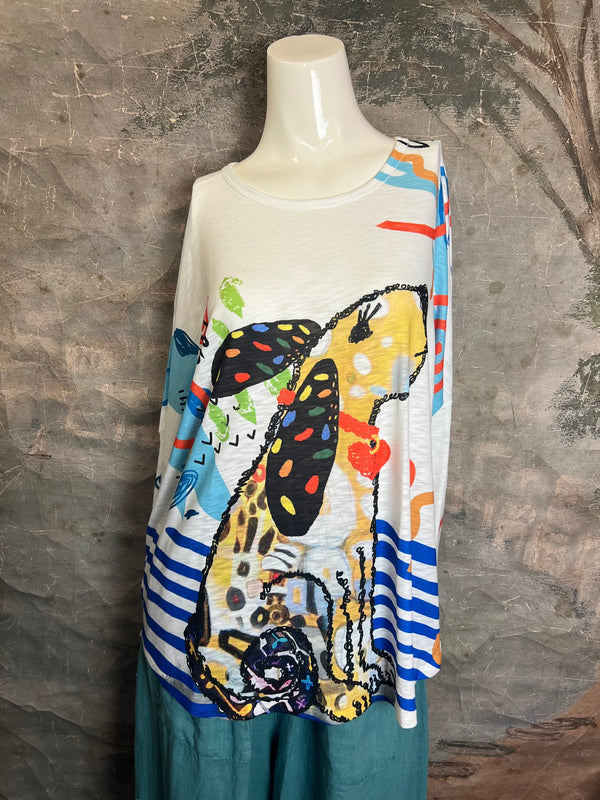 T448K Hi-Low Hem Tunic Top-Scruffys day out