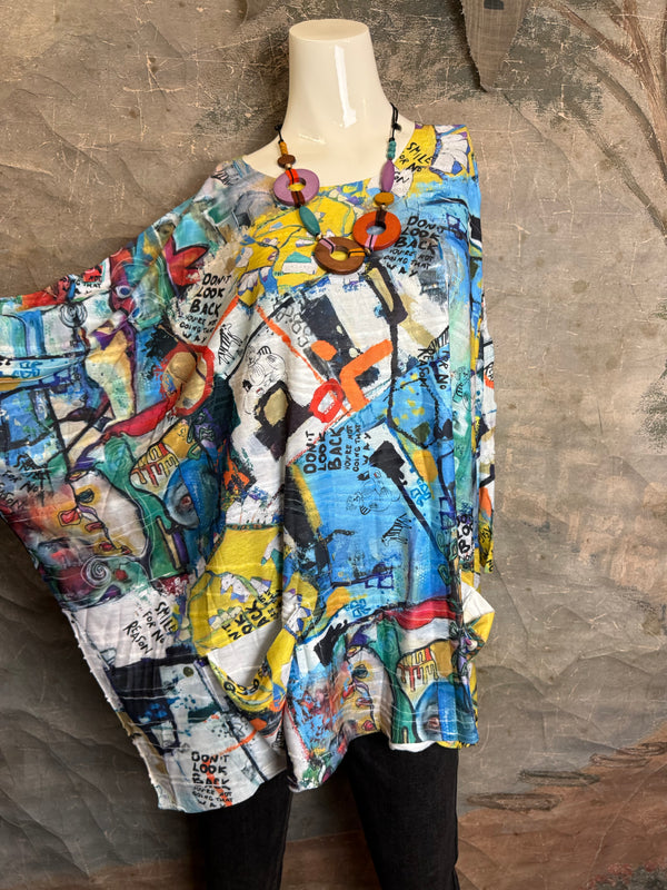 T1514 Long Slv Dolman Top/Tunic-Vib Vibes