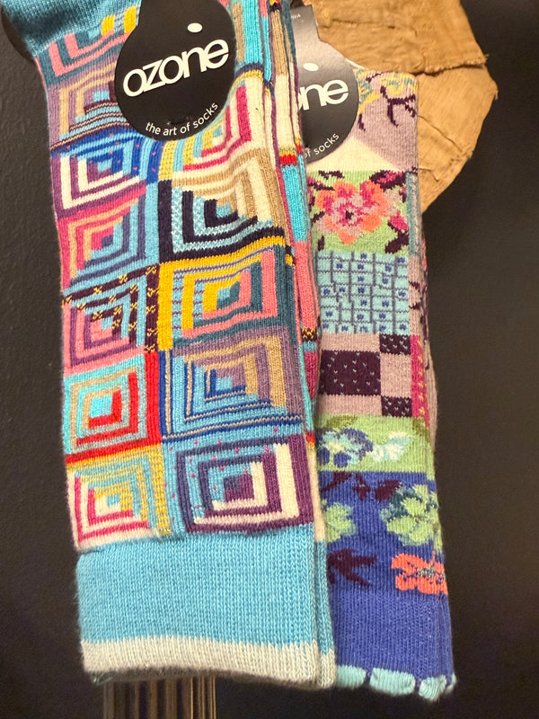 WW13 American Quilt Socks-Log Cabin Turquoise