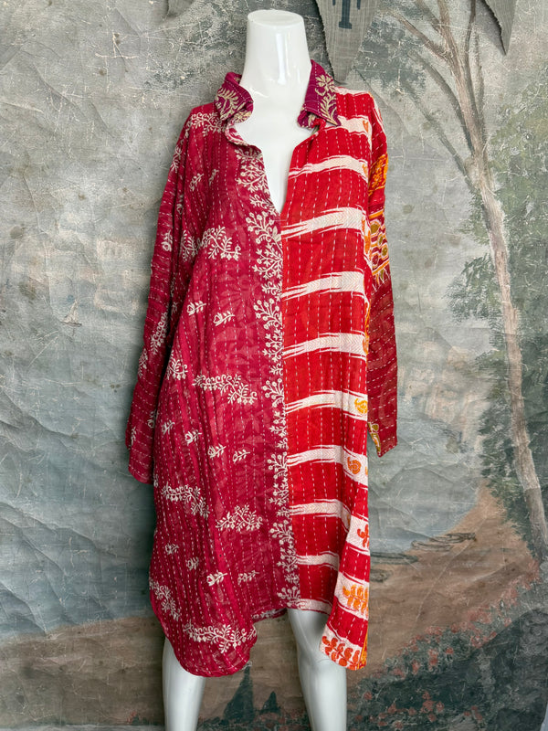 1013w Long Kurta Shirt Dress-Hazel