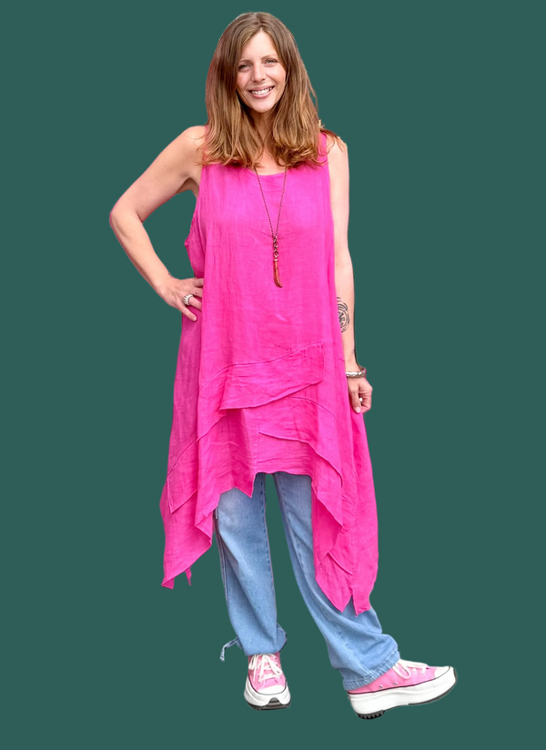 751 Artistry Layered Tank Dress-Fuchsia