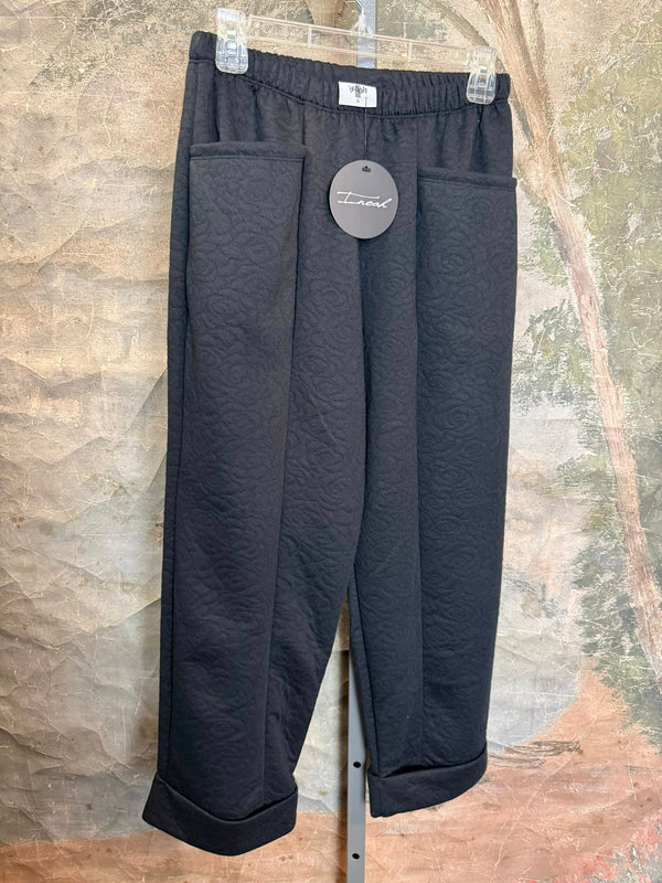 B303NB Straight Quilted Pants-Black