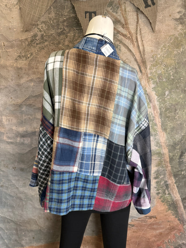 5572-Short Flannel Patchwork Duster-D