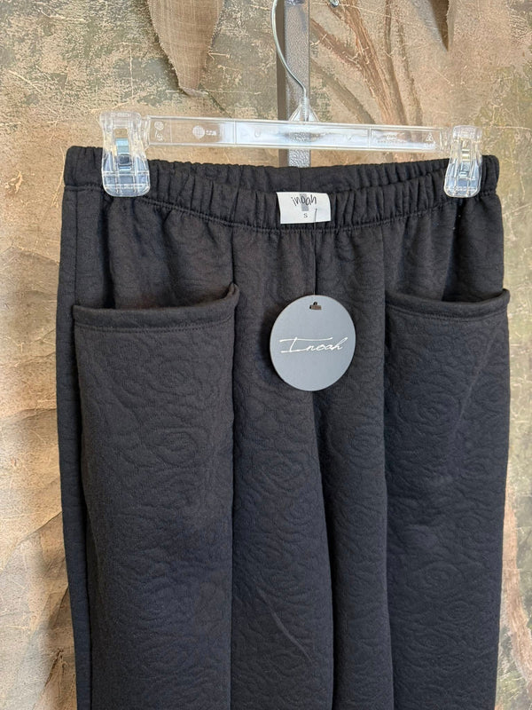 B303NB Straight Quilted Pants-Black